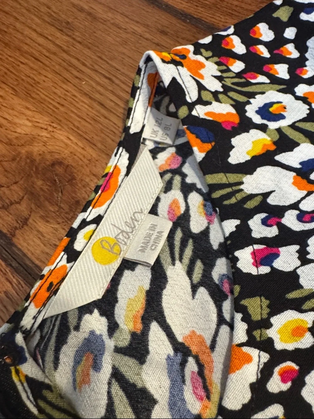 Boden Long-Sleeve Floral Dress — Black, White, Orange, Blue, Pink - Picture 2 of 6